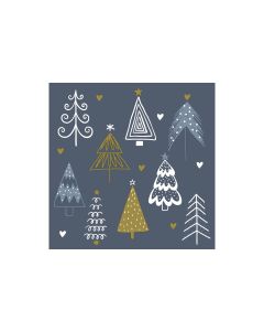 Paper + Design Weihnachtsservietten Fun trees Blue 33 cm x 33 cm, 20 Stück