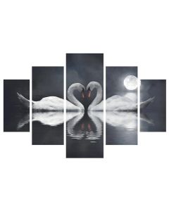 Wallxpert Bild Schwanenpaar 5-teilig, 92 x 56 cm