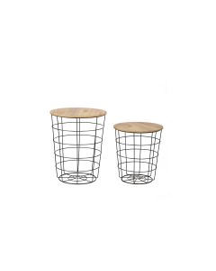 Woody Fashion Couchtisch Axel Ø 39/44 cm, 2 Stück, Nature/Schwarz