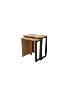 Woody Fashion Beistelltisch On7-Su 52.8/47.8 cm, 2 Stück, Nature/Schwarz