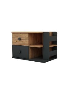 Woody Fashion Nachttisch Valerin 44.6 x 65 x 40.3 cm, Schwarz/Braun