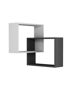 Woody Fashion Wandregal Ring 68 x 68 x 60 cm, Schwarz/Weiss