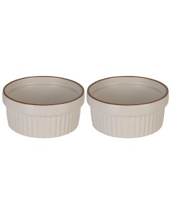 FURBER Auflaufform-Set 2 Stück, 290 ml Rund, Sandweiss