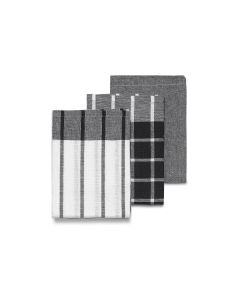 Kela Geschirrtuch-Set Pasado  3 Stück, Schwarz/Weiss