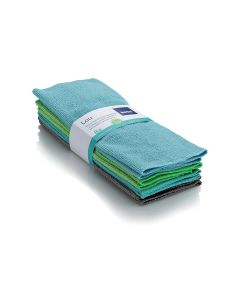 Kela Mikrofaser-Reinigungstuch Lou 8 Stück, Grau/Hellblau/Türkis