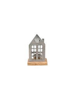 COCON Windlicht Haus mit Teelichthalter, Silber