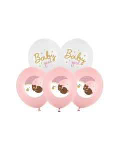 Partydeco Luftballon Baby Girl Weiss / Pink, 6 Stück
