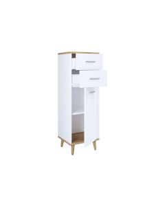 VCM Badezimmerregal Landos Midi 32 x 97 cm, Weiss/Honig-Eiche