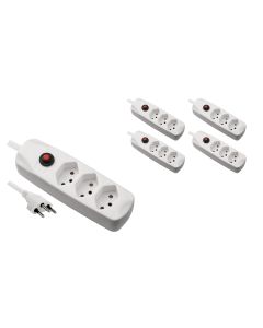 FURBER.power Steckdosenleiste mit Überlastschutz 3x T13, 5 Stück, Weiss
