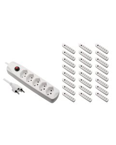 FURBER.power Steckdosenleiste mit Überlastschutz 5x T13, 5 Stück, Weiss