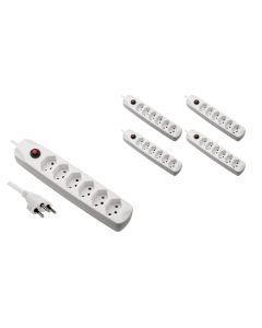 FURBER.power Steckdosenleiste mit Überlastschutz 6x T13, 5 Stück, Weiss