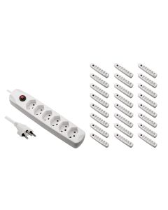 FURBER.power Steckdosenleiste mit Überlastschutz 6x T13, 25 Stück, Weiss