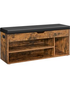 VASAGLE Sitztruhe mit 3 Fächern 100 x 44 x 30 cm, Braun