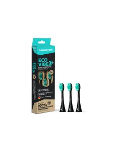 happybrush Zahnbürstenkopf Eco Vibe 3+ 3 Stück, Schwarz-Mint