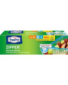 Toppits Frischhaltebeutel Zipper 15 cm x 20 cm, 12 Stück