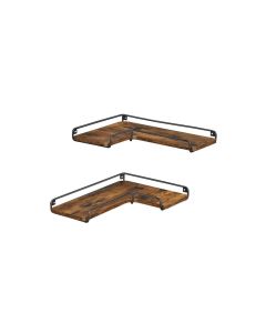 VASAGLE Wandregal in L-Form 40 cm x 29 cm, Braun/Schwarz