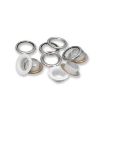 Prym Ösen + Scheiben 14 mm, Weiss-Silber