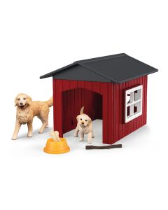Schleich Spielfigurenset Farm World Hundehütte mit Goldenretrievern