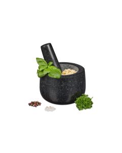 relaxdays Mörser mit Stössel 12 cm, Granit