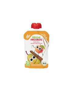 Freche Freunde Quetschbeutel Apfel, Birne, Zimt, Reis, Dinkel 100 g