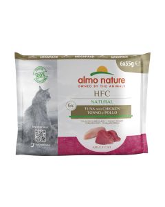 Almo Nature Nassfutter HFC Natural Mega Pack Thunfisch/Huhn, 6 x 55 g