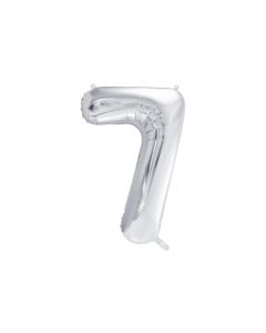 Partydeco Folienballon Zahl 7 gross 86 cm, silber, 1 Stück