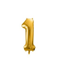 Partydeco Folienballon Zahl 1 gross 86 cm, gold, 1 Stück