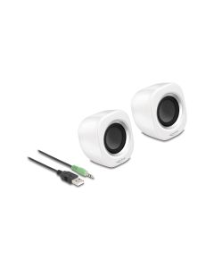 Delock PC-Lautsprecher Mini Stereo 3.5 mm Klinke, USB-Strom Weiss