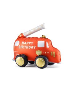 Partydeco Folienballon Feuerwehrauto inkl. Strohhalm 67 x 53 cm, 1 Stk