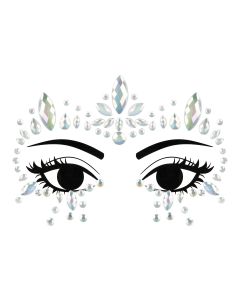 Partydeco Gesichtsschmuck Kristalle silber, 15 x 9 cm