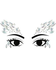 Partydeco Gesichtsschmuck Kristalle silber, 14 x 8.5 cm