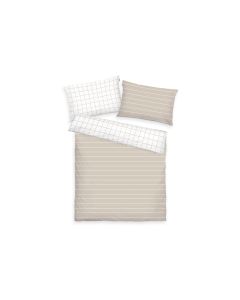Tom Tailor Bettwäschegarnitur 160 x 210 cm + 65 x 100 cm, Beige/Weiss
