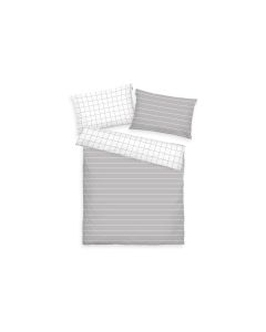 Tom Tailor Bettwäschegarnitur 160 x 210 cm + 65 x 100 cm, Grau/Weiss