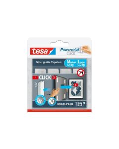 tesa Montagestreifen Powerstrips CLICK 6 Paar M, 8 Paar L