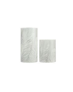 Pauleen LED-Kerzen Set Cosy Feather, Ø 7.6 cm, Grau/Weiss, 2 Stk.