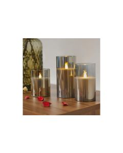 Pauleen LED-Kerzen Set Classy Smokey, Ø7.5cm, Anthrazit/Weiss, 3 Stk