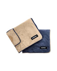 Fluffino Hundehandtuch-Set, Beige / Blau, M