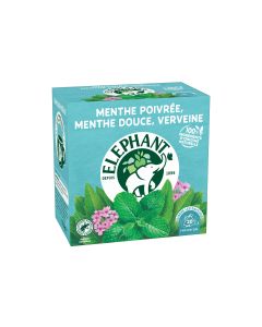 Eléphant Teebeutel Menthe Poivrée, Mente Douce, Verveine 20 Stück