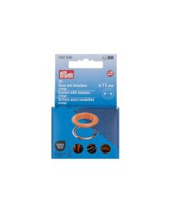 Prym Ösen mit Scheiben 20 Stück, Orange-Silber