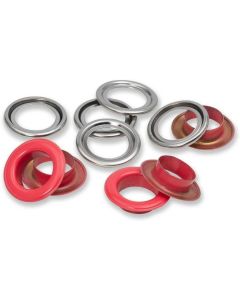 Prym Ösen mit Scheiben 15 Stück, Rot-Silber