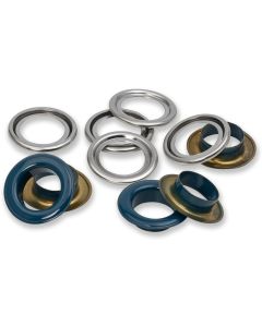 Prym Ösen mit Scheiben 15 Stück, Marine-Silber