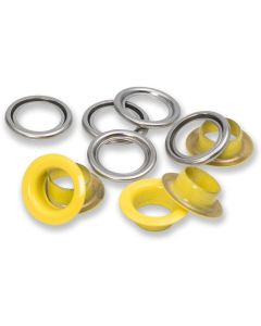 Prym Ösen mit Scheiben 20 Stück, Gelb-Silber