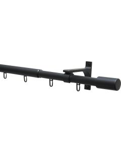 Gardinia Vorhangstange Set Thasos 190-360 cm, Schwarz-matt