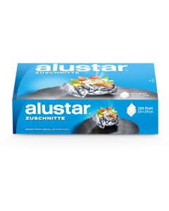 Alustar Alufolie Folienzuschnitte, Silber Dispenser 23 cm x 27 m