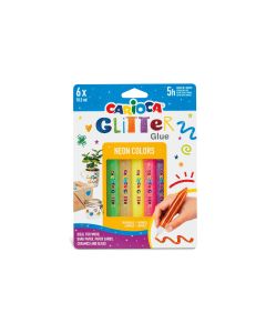 Carioca Glitzerstift Glitter Glue Neon 6 Stück, Mehrfarbig