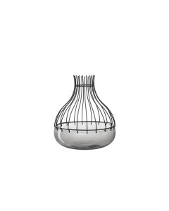 Leonardo Windlicht mit Aufsatz 25 cm, Glas, Transparent/Schwarz