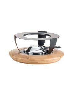 Koenig Fondue-Rechaud Bamboo Anthrazit/Hellbraun/Silber