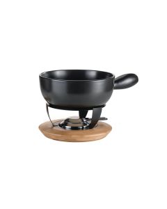 Koenig Käsefondue-Set Bamboo 3 Teile, Schwarz