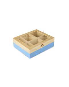 Ibili Teebeutel-Box 6 Fächer, Blau/Braun