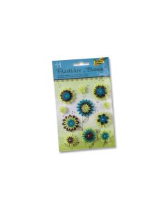 Folia Motivsticker Blumen Lime Blau/Hellgrün  11 Stück